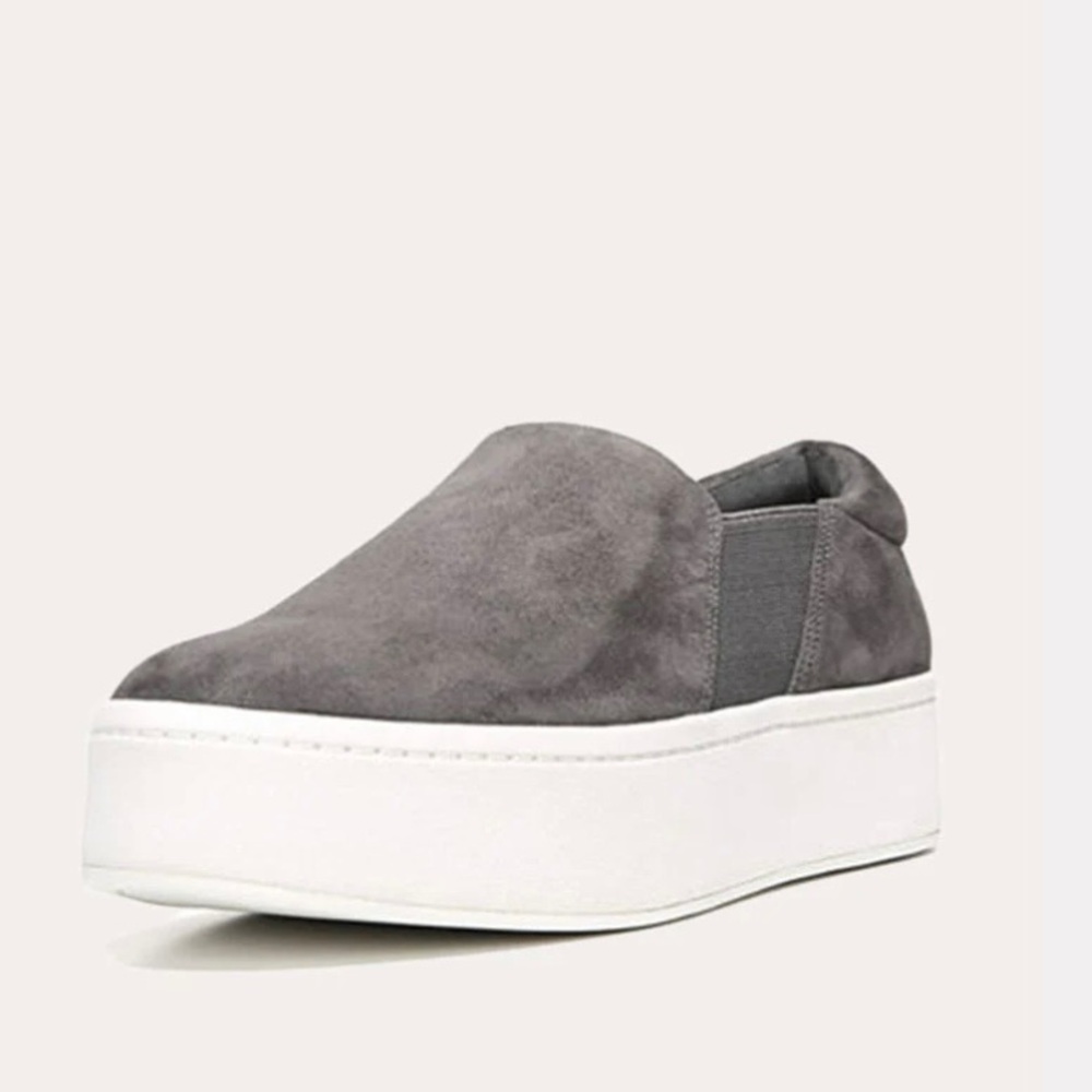 Vince Gray and White Sneakers with Suede Texture